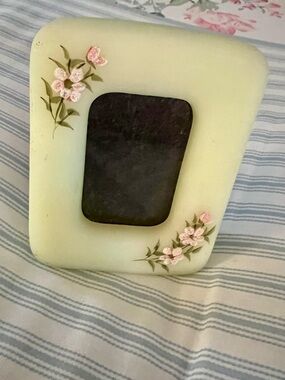 Fenton Vintage ceramic glass Picture Frame in Custard  Uranium
